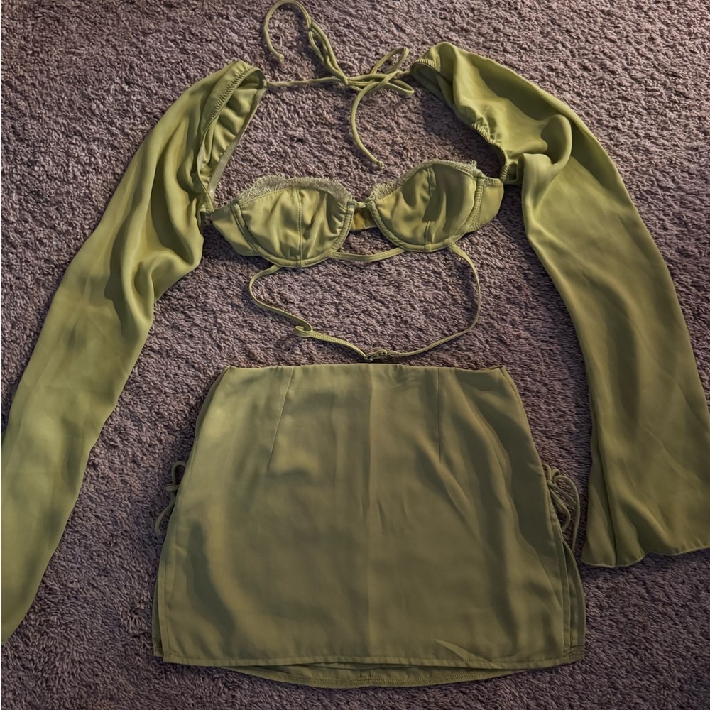 White Fox Boutique Olive Green Mini Dress